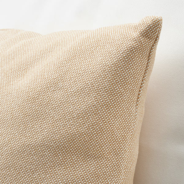 SANDTRAV cushion, yellow-beige/white, 45x45 cm