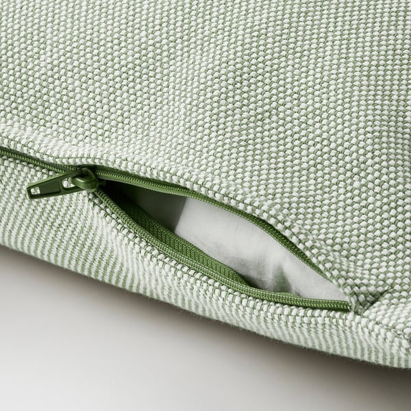 SANDTRAV cushion, grey-green/white, 45x45 cm