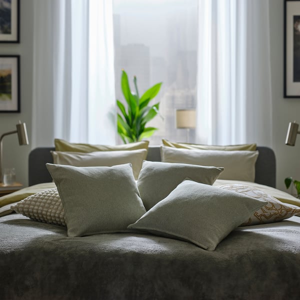SANDTRAV - Cushion, grey-green/white, , 45x45 cm