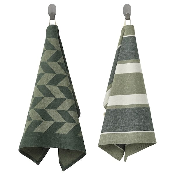 SANDVIVA - Tea towel, green/white, 45x60 cm