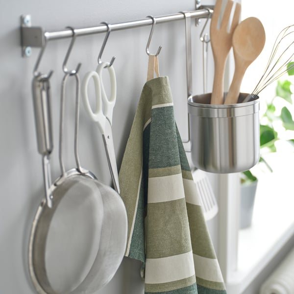 SANDVIVA tea towel, green/white, 45x60 cm, 2 pack