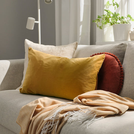 SANELA cushion cover, yellow-brown, 40x58 cm