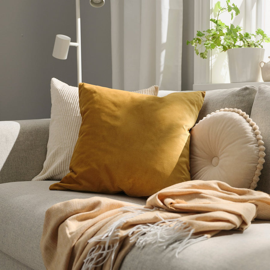 SANELA cushion cover, yellow-brown, 50x50 cm