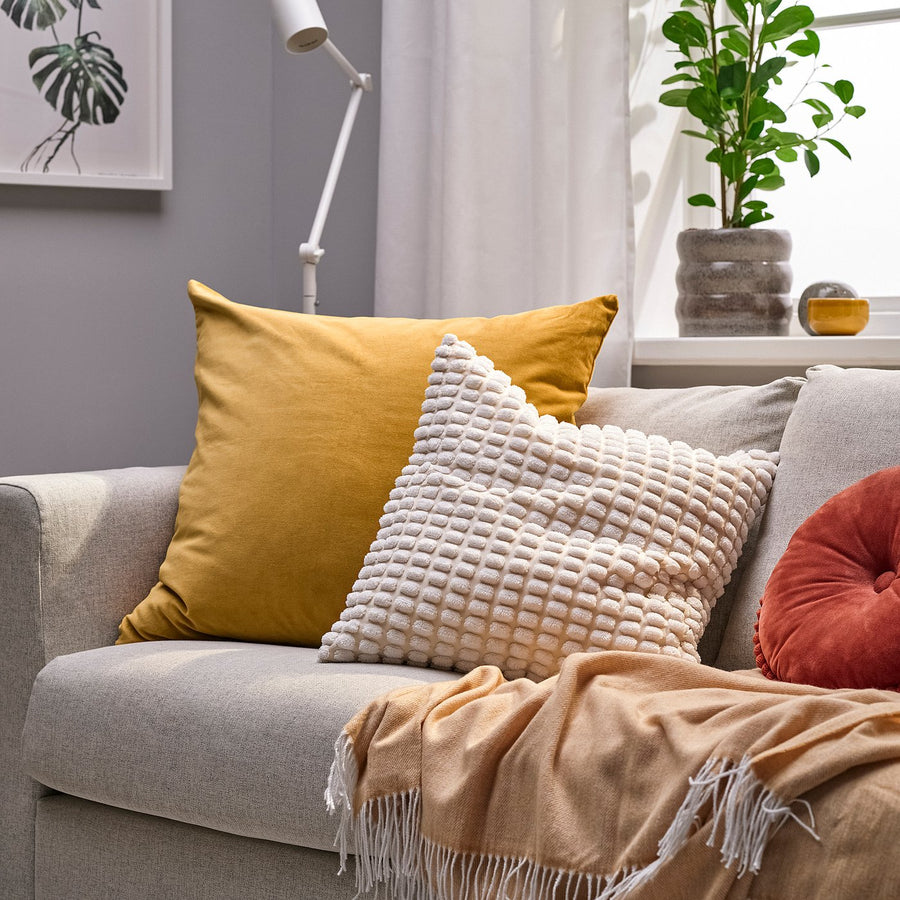 SANELA cushion cover, yellow-brown, 65x65 cm
