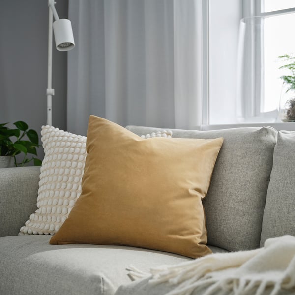 SANELA cushion cover, beige-yellow, 50x50 cm