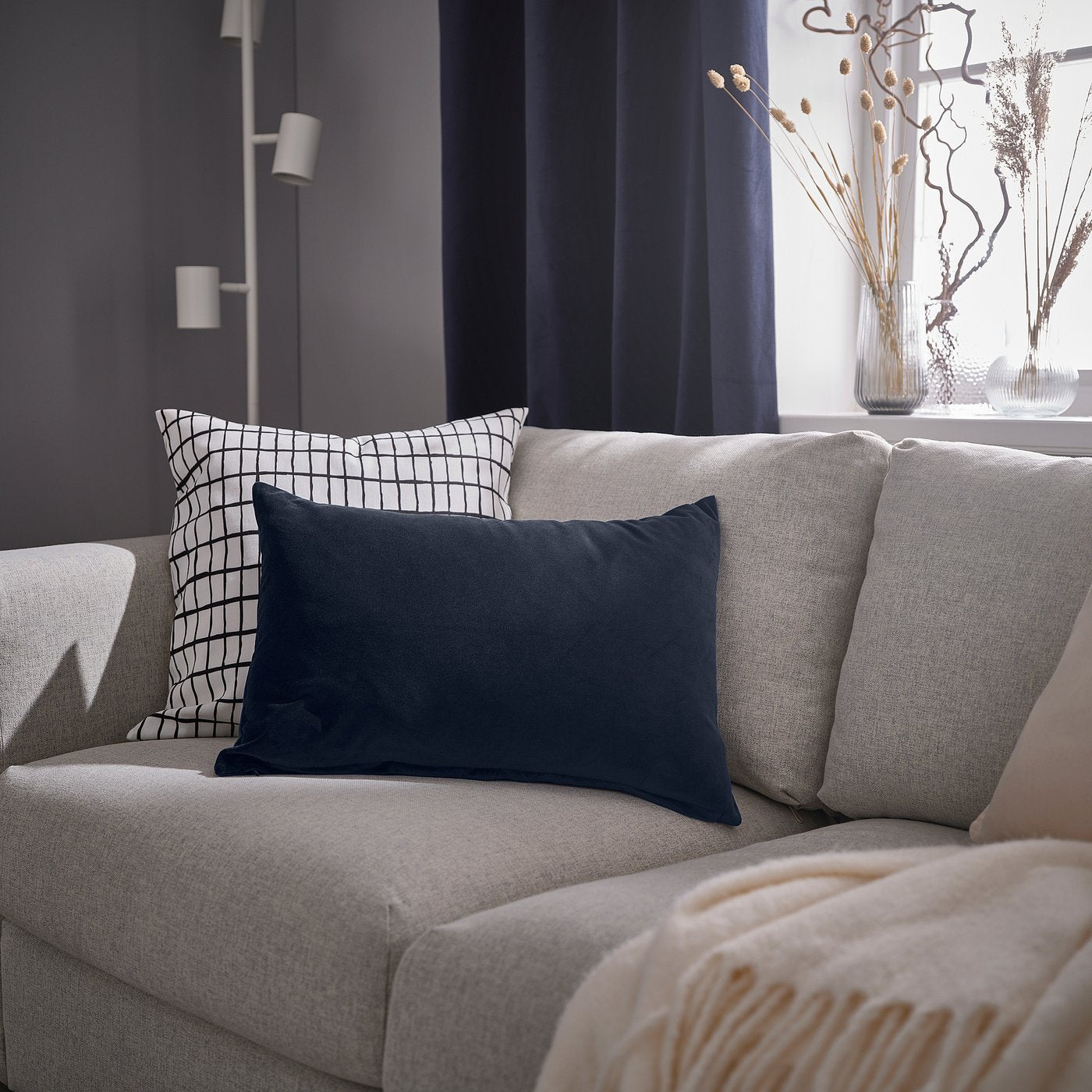 SANELA cushion cover, dark blue, 40x58 cm