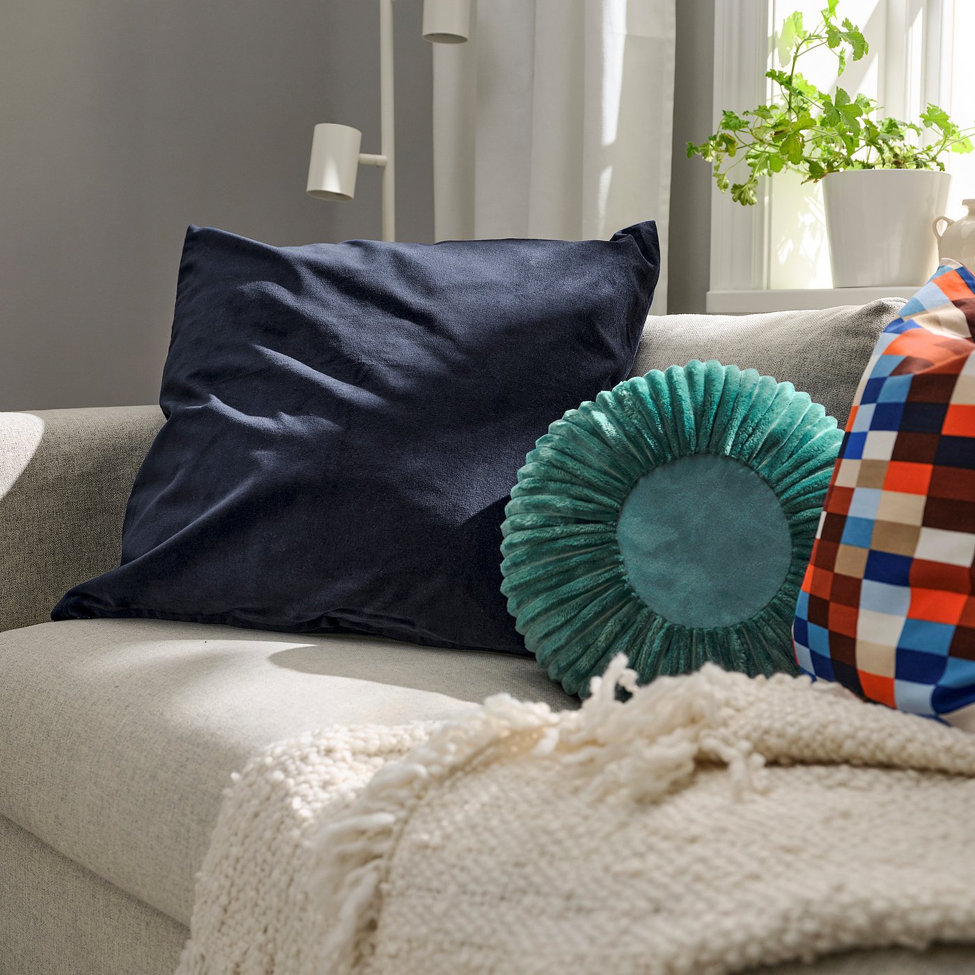 SANELA cushion cover, dark blue, 65x65 cm