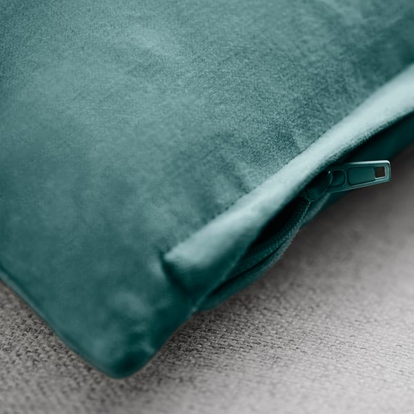 SANELA cushion cover, dark grey-turquoise, 50x50 cm