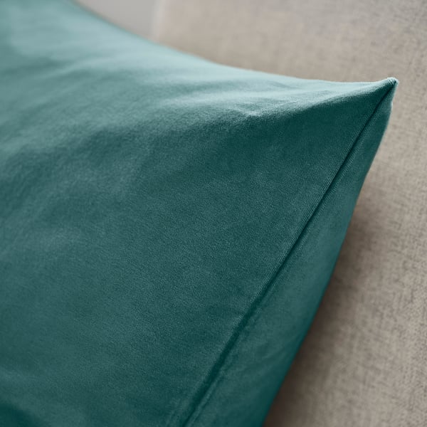 SANELA cushion cover, dark grey-turquoise, 50x50 cm