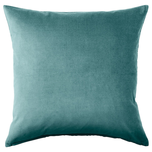 SANELA - Cushion cover, dark grey-turquoise, 50x50 cm