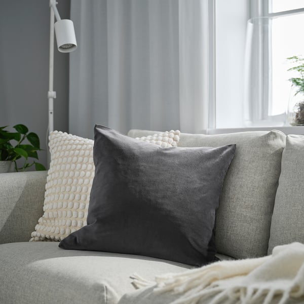 SANELA cushion cover, dark grey, 50x50 cm