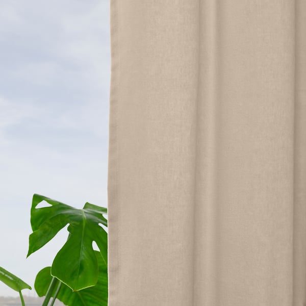 SANELA curtains, 1 pair, light beige/with heading tape, 140x300 cm
