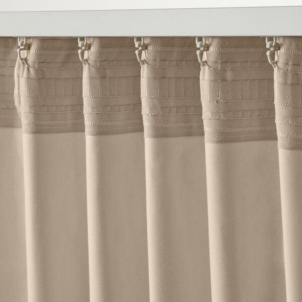 SANELA curtains, 1 pair, light beige/with heading tape, 140x300 cm