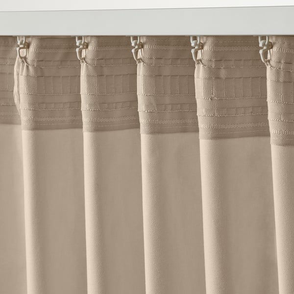 SANELA curtains, 1 pair, light beige/with heading tape, 140x300 cm