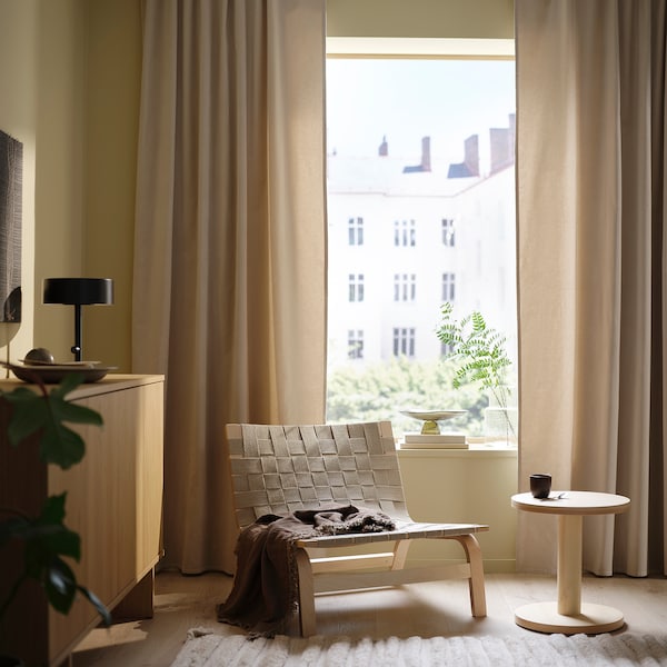 SANELA - Curtain, 2 sheets, light beige,140x300 cm