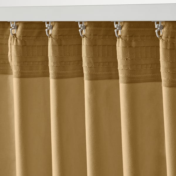 SANELA curtains, 1 pair, beige-yellow/with heading tape, 140x300 cm
