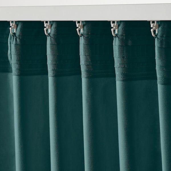 Ikea SANELA - Curtain, 2 sheets, dark gray-turquoise,140x300 cm