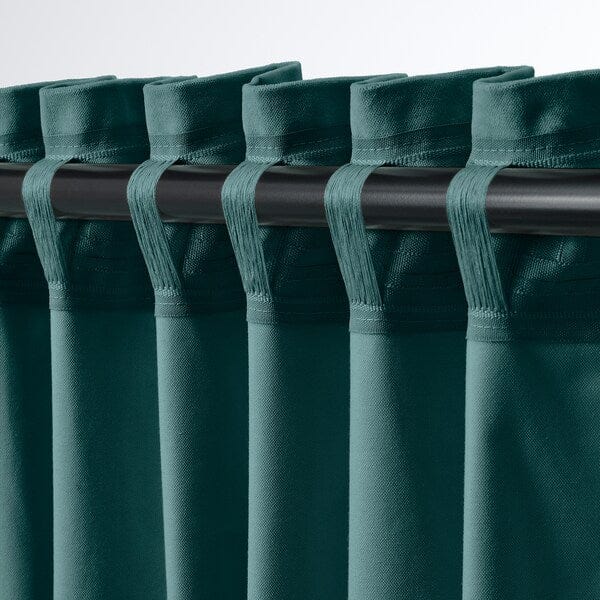 Ikea SANELA - Curtain, 2 sheets, dark gray-turquoise,140x300 cm