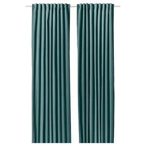 Ikea SANELA - Curtain, 2 sheets, dark gray-turquoise,140x300 cm