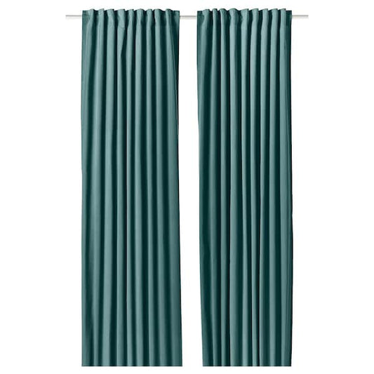 Ikea SANELA - Curtain, 2 sheets, dark gray-turquoise,140x300 cm