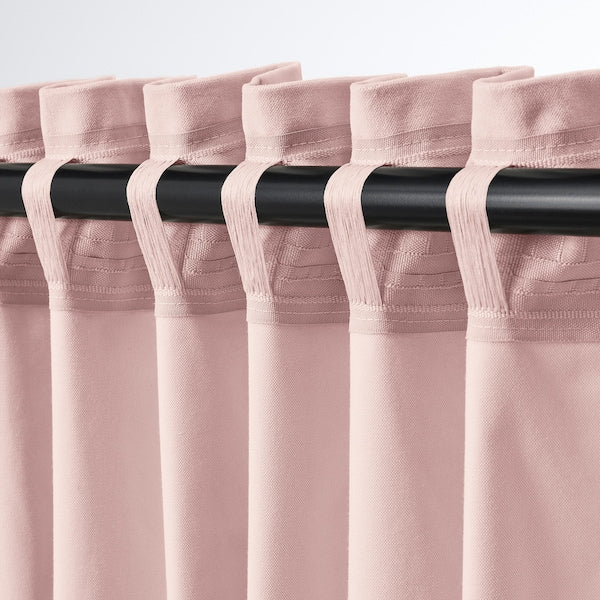 SANELA curtains, 1 pair, pale pink/with heading tape, 140x300 cm