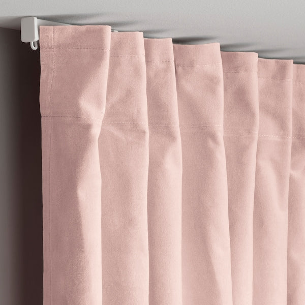 SANELA curtains, 1 pair, pale pink/with heading tape, 140x300 cm
