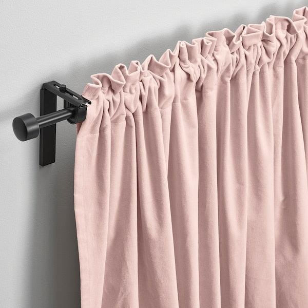 SANELA curtains, 1 pair, pale pink/with heading tape, 140x300 cm