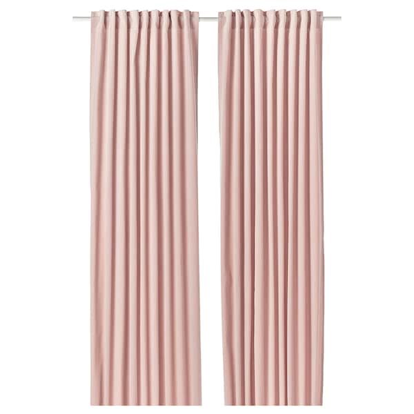 SANELA curtains, 1 pair, pale pink/with heading tape, 140x300 cm