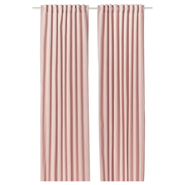 SANELA curtains, 1 pair, pale pink/with heading tape, 140x300 cm