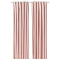 SANELA curtains, 1 pair, pale pink/with heading tape, 140x300 cm