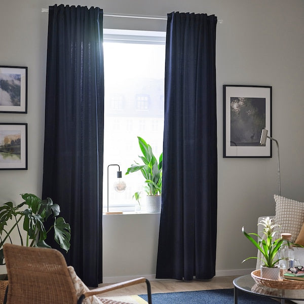 SANELA Semi-darkening curtains, 1 pair - dark blue 140x300 cm , 140x300 cm