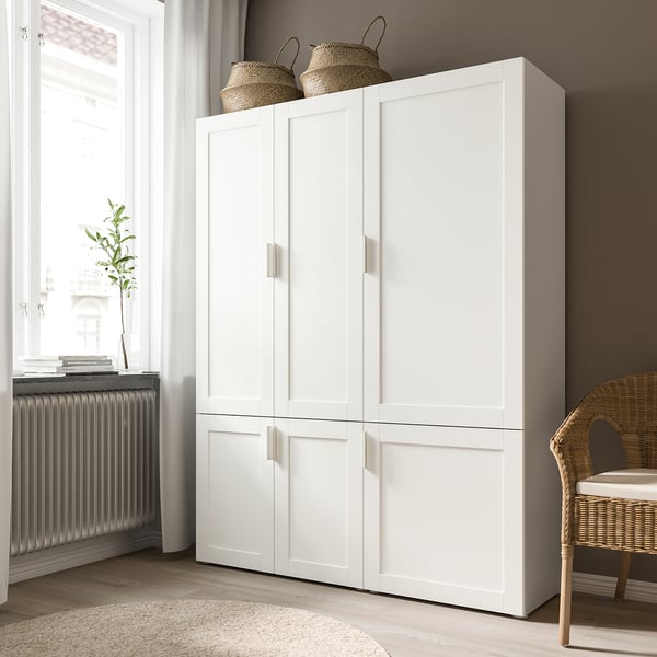 SANNIDAL door with hinges, white, 60x120 cm
