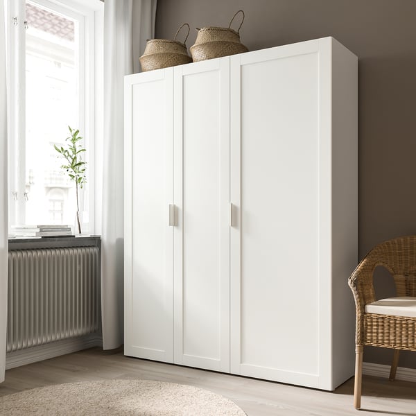 SANNIDAL - Door with hinges, white, 40x180 cm