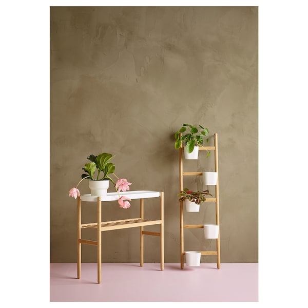 SATSUMAS - Plant stand, bamboo/white, 70 cm