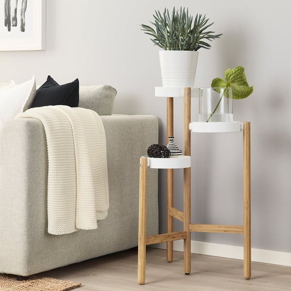 SATSUMAS - SATSUMAS Plant stand, bamboo/white, 78 cm