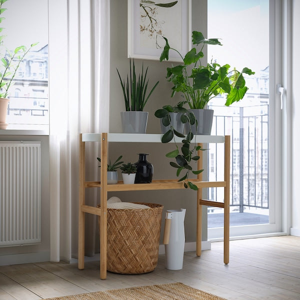 SATSUMAS - Plant stand, bamboo/white, 70 cm