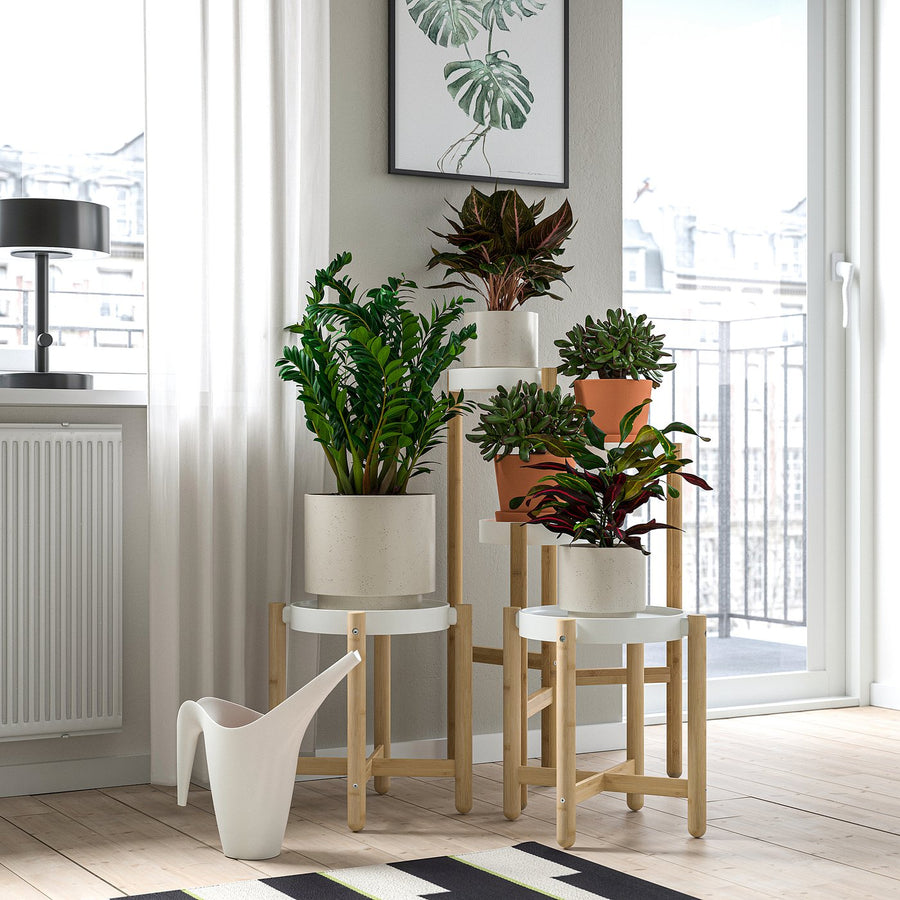 SATSUMAS plant stand, bamboo/white, 36 cm