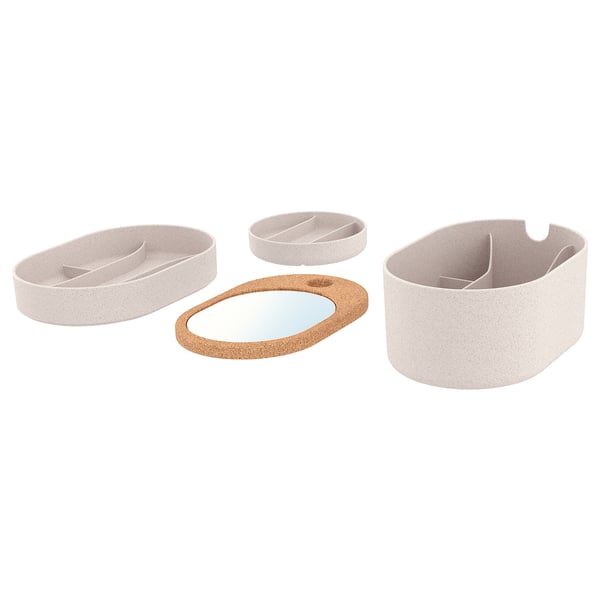 SAXBORGA storage box with mirror lid, plastic cork, 24x17 cm