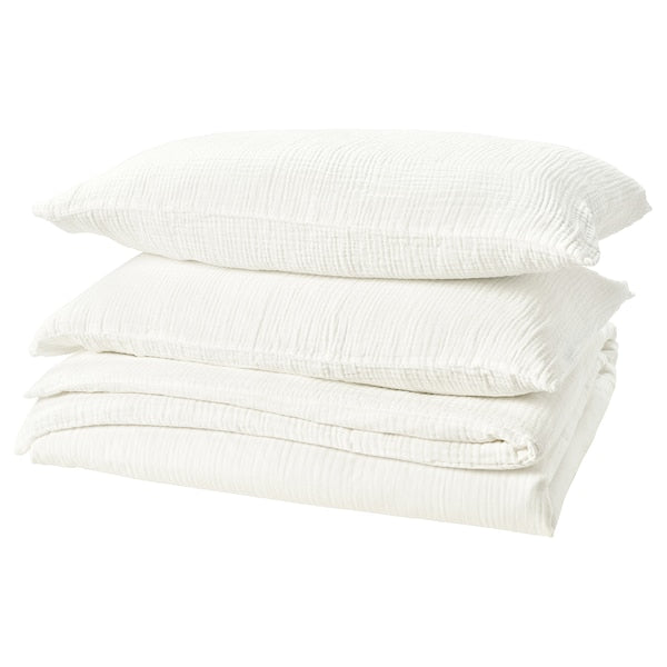 SCHERSMIN - Duvet cover and 2 pillowcases, white, 240x220/50x80 cm
