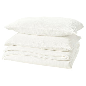SCHERSMIN duvet cover and 2 pillowcases, white, 240x220/50x80 cm