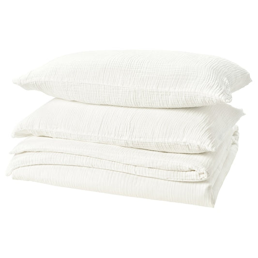 SCHERSMIN - Duvet cover and 2 pillowcases, white, 240x220/50x80 cm