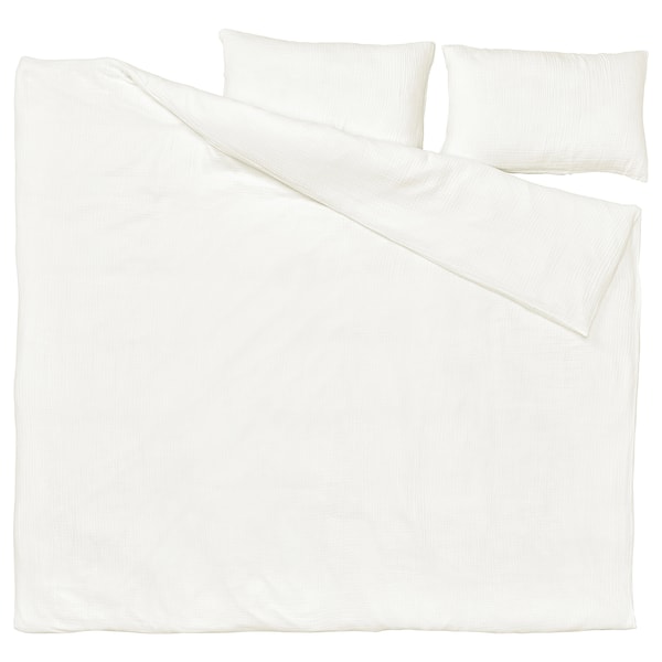 SCHERSMIN duvet cover and 2 pillowcases, white, 240x220/50x80 cm