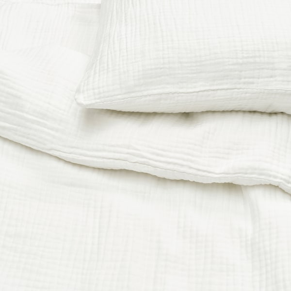 SCHERSMIN - Duvet cover and 2 pillowcases, white, 240x220/50x80 cm