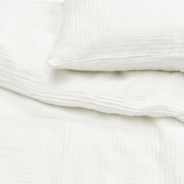 SCHERSMIN duvet cover and 2 pillowcases, white, 240x220/50x80 cm
