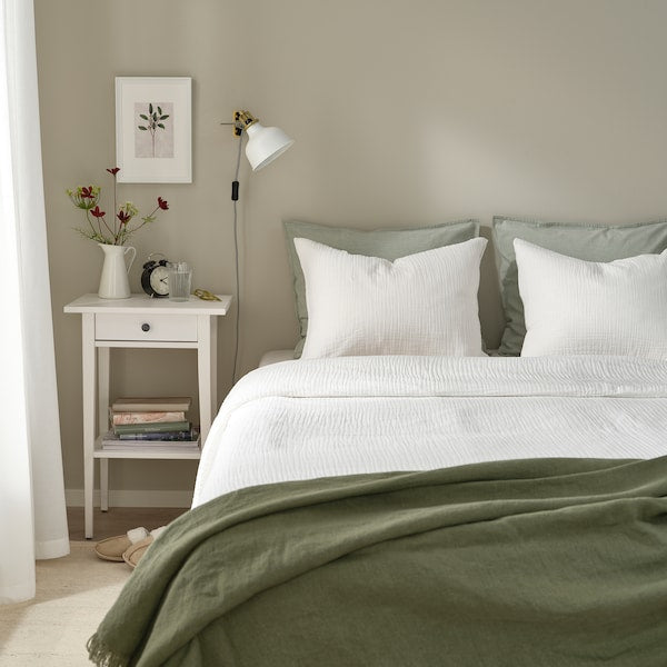 SCHERSMIN - Duvet cover and 2 pillowcases, white, 240x220/50x80 cm