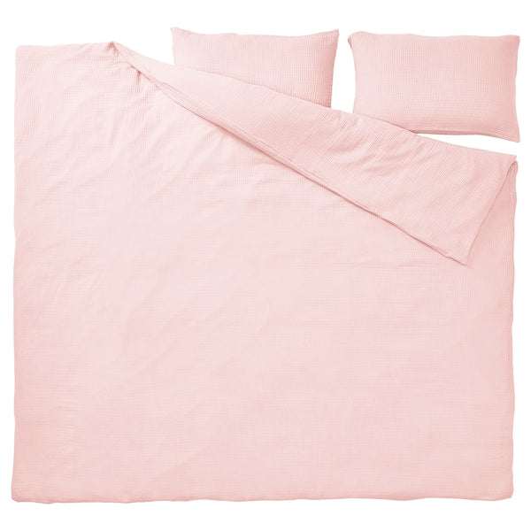 SCHERSMIN - Duvet cover and 2 pillowcases, pale pink, 240x220/50x80 cm