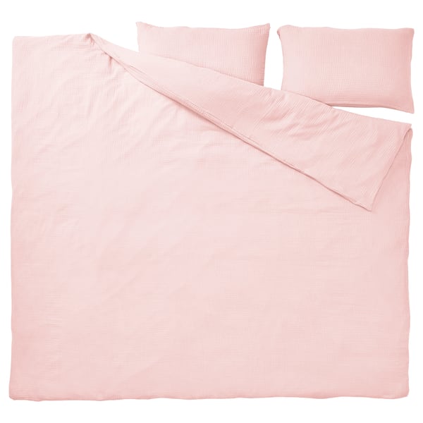 SCHERSMIN - SCHERSMIN Duvet cover and 2 pillowcases, pale pink, 240x220/50x80 cm