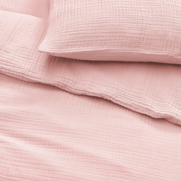 SCHERSMIN - Duvet cover and 2 pillowcases, pale pink, 240x220/50x80 cm
