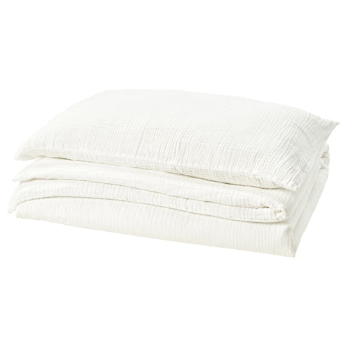 SCHERSMIN duvet cover and pillowcase, white, 150x200/50x80 cm