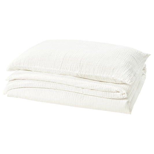 SCHERSMIN - Duvet cover and pillowcase, white, 150x200/50x80 cm